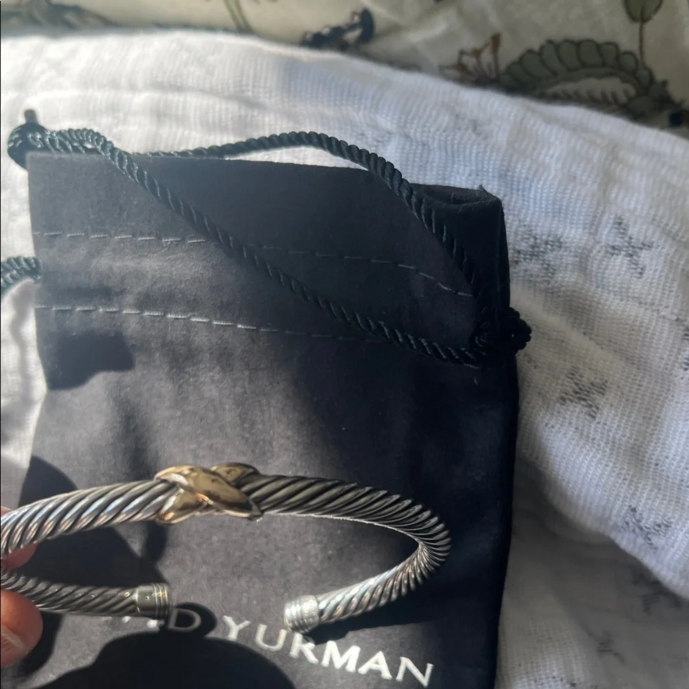 David Yurman Twisted Silver Bracelet with Gold Accent - Picture 2 of 2